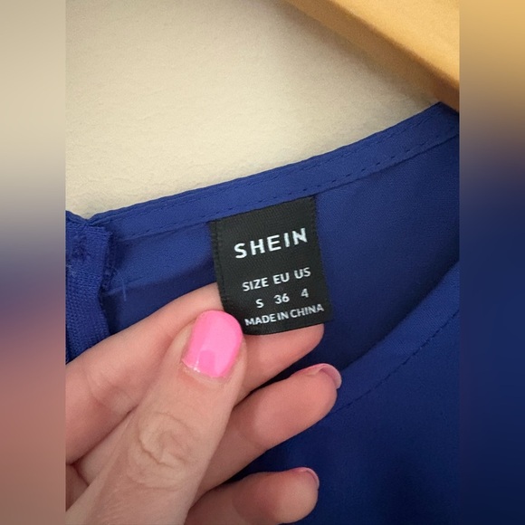 SHEIN Royal Blue Maxi Dress with Ruffle Sleeves Size Small - Picture 5 of 6